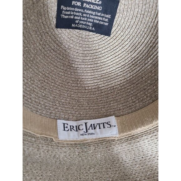 Eric Javits Darc Beige Hampton Squishee Straw Hat EUC - Picture 5 of 5